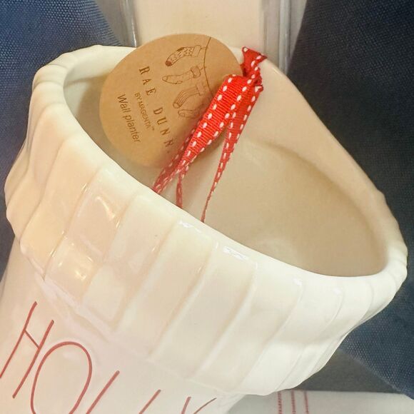 NEW Rae Dunn HOLLY Christmas Ceramic Wall Hanging Stocking Holiday Decor - Picture 3 of 7